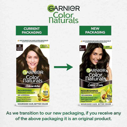 Garnier Color Naturals CrÃ¨me hair color, Shade 3 Darkest Brown, 70ml + 60g