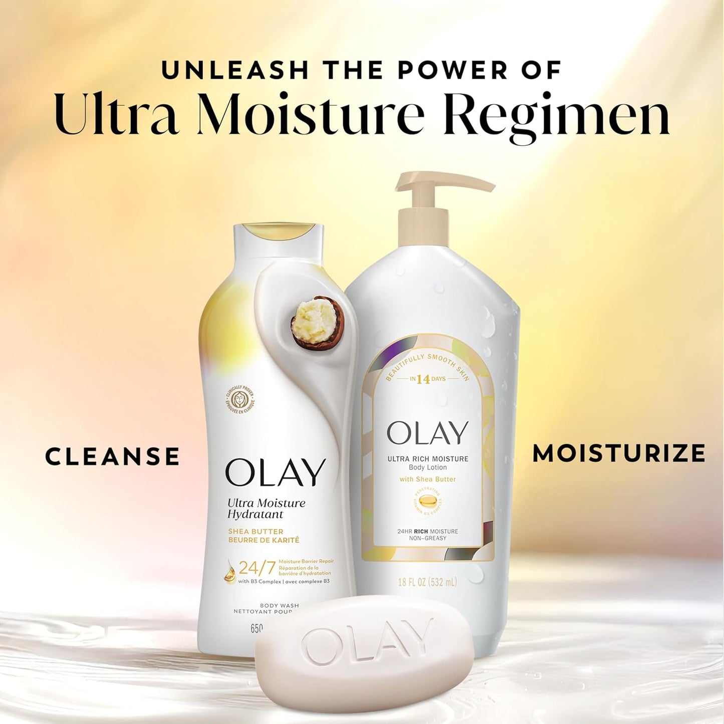 Olay Body Wash for Women, Ultra Moisture, 24hr Moisturizing, Hydrating & Refreshing, B3 Vitamin Complex, Free of Parabens & Phthalates, For All Skin Types, Shea Butter Scent, 650ml