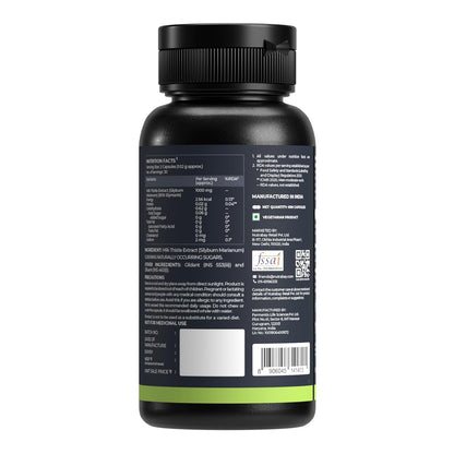 Nutrabay Wellness Milk Thistle Extract (80% Silymarin Marianum) - Improves Digestion, Liver Detox & Cleanse for Men & Women, Liver Support Supplement - 1000mg, 60 Veg Capsules