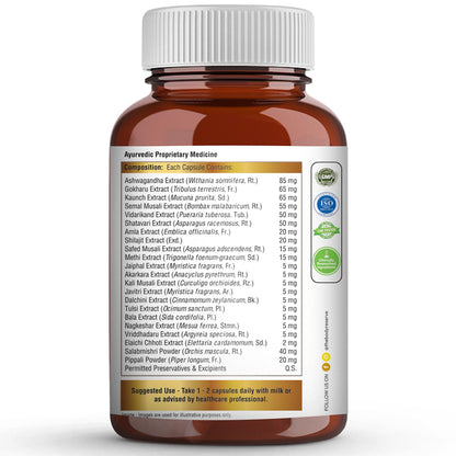 The Body Reserve Back To Fire Capsules for Men | 22 Ayurvedic Herbs For Stamina, Strength & Vitality Support with Ashwagandha & Shilajit | 60 Veg Capsules