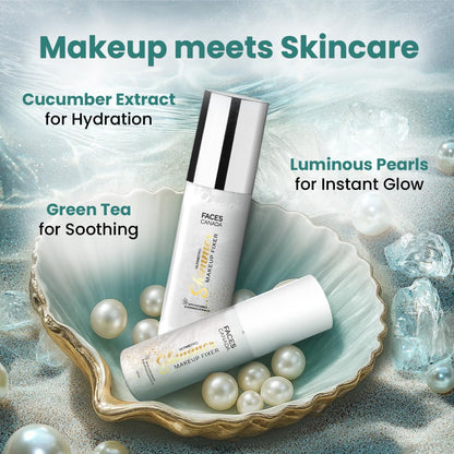 FACES CANADA Ultime Pro Shimmer Makeup Fixer, 50ml | Long Lasting Makeup Setting Spray | Keeps Makeup Intact | Glamourous Shimmer Finish | Hydrates, Soothes & Refreshes Skin | Alcohol Free