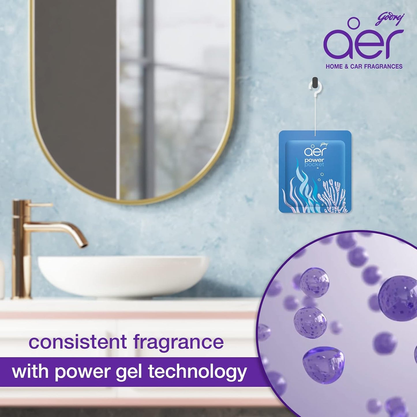 Godrej Aer Power Pocket Bathroom Freshener â€“ Assorted Pack of 5 - 50g (5x10g) | Lasts up to 30 days | Germ Protection