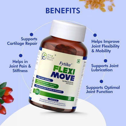 Fytika Flexi Move - 30 Tablets | Joint Support Supplement, Glucosamine, Rosehip, Boswellia Serrata, Supports Bone, Joint, Cartilage Health, For Men, Women