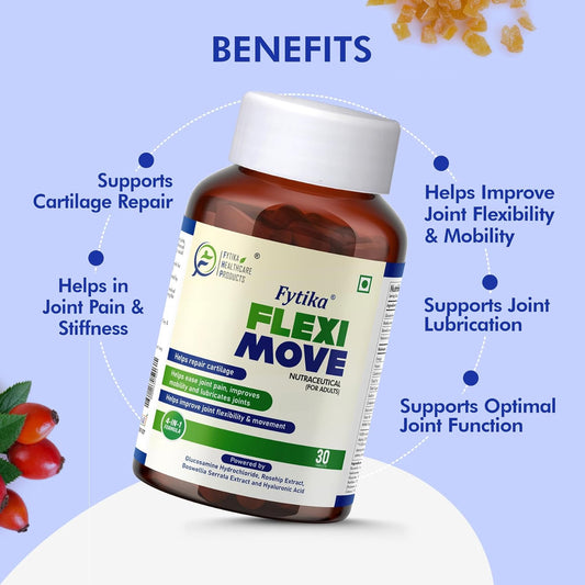 Fytika Flexi Move - 30 Tablets | Joint Support Supplement, Glucosamine, Rosehip, Boswellia Serrata, Supports Bone, Joint, Cartilage Health, For Men, Women