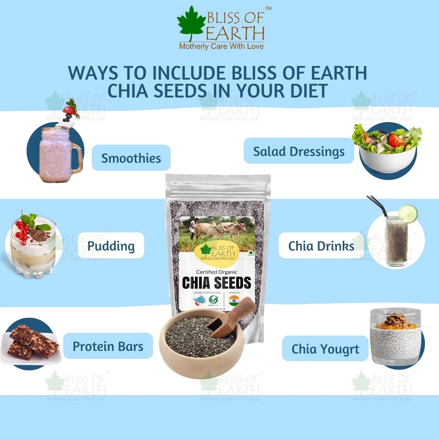 Bliss of Earth Certified Organic Raw Chia Seeds For Weight Loss, Raw Super Food With Omega & Fiber (1 KG)