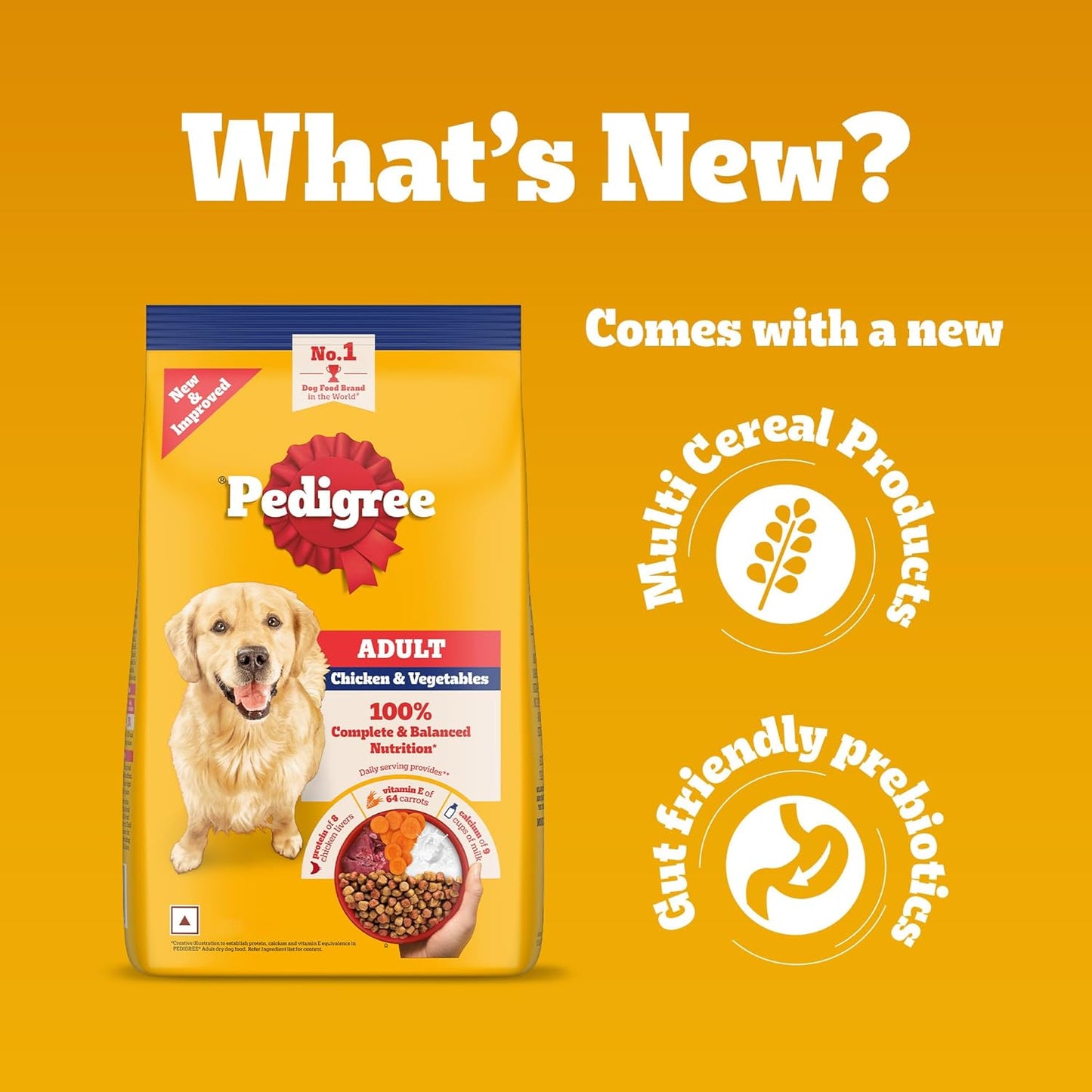 Pedigree Adult Dry Dog Food, Chicken & Vegetables, 1.2 kg, Contains 37 Essential Nutrients, 100% Complete & Balanced Food for Adult Dogs