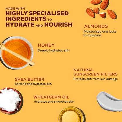 Joy Honey & Almonds Advanced Nourishing Lightweight Winter Body Lotion 500ml | Enriched With Shea Butter | Natural Sunscreen Filters | Suitable for Normal to Dry Skin