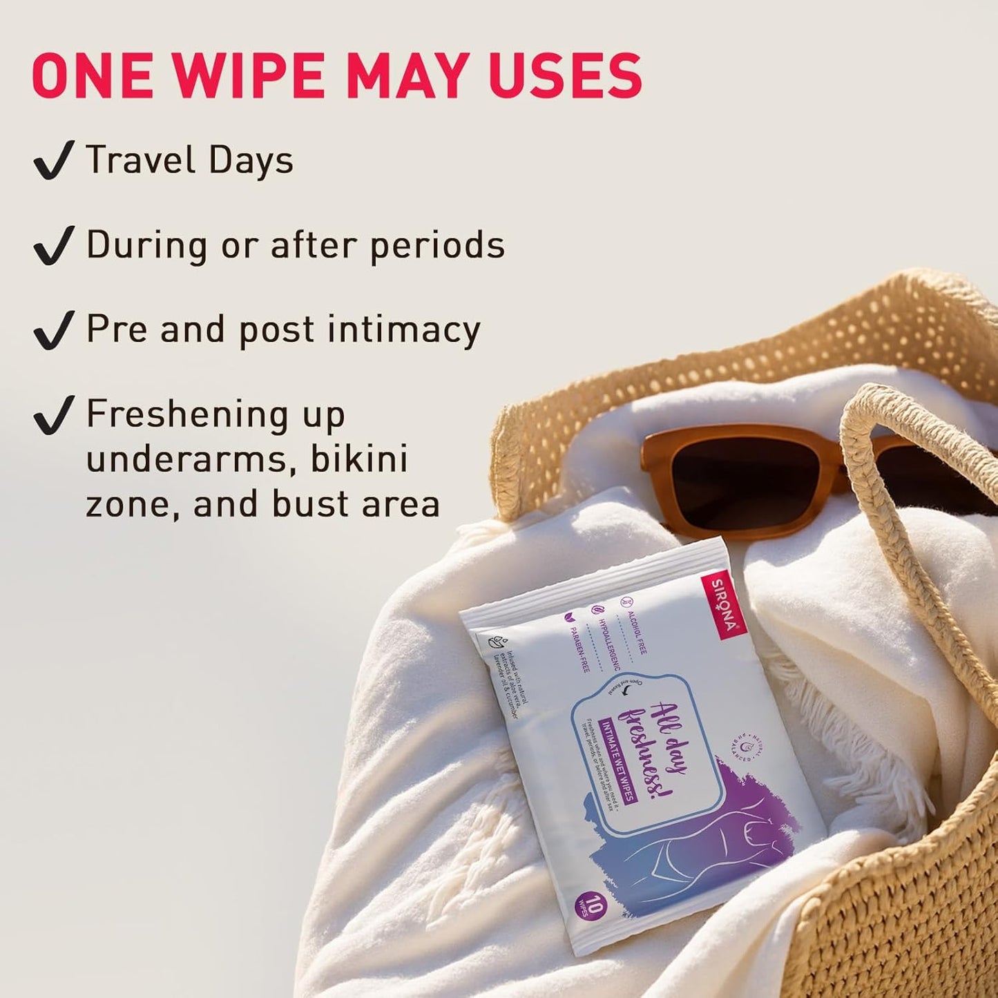 Sirona Intimate Wet Wipes - 10 Wipes