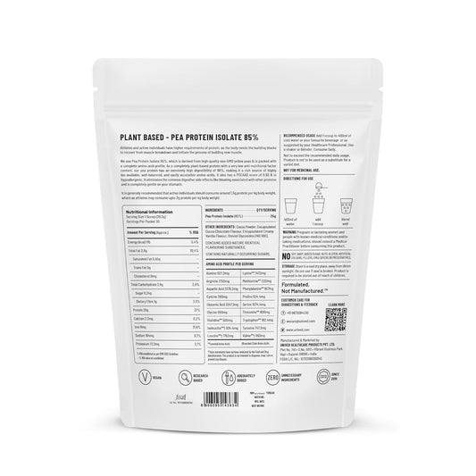 Unived Basics Protein, Pea Protein Isolate, 100% Vegan & Plant-Based, BCAAs, Amino Acid, For Lean Muscle Development, Non-GMO, Gluten & Dairy Free, Natural (Chocolate 30 Servings)