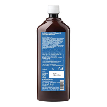Dabur Dia Control Juice - 1L | Clinically Proven Diabetic Care | Supports Healthy Blood Sugar Levels & Insulin Sensitivity | Reduces Post Meal Sugar Spikes | Amla, Karela, Jamun, Triphala & More