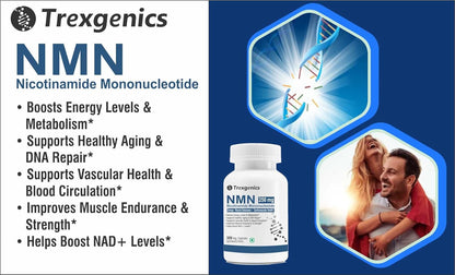 Trexgenics NICOTINAMIDE-MONONUCLEOTIDE(NMN)250 NAD + Booster Energy, Muscle Endurance, Cardiovascular Health VEGAN & NON-GMO (30 Veg Capsules)