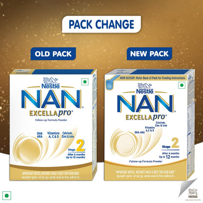 NestlÃ© NAN EXCELLAPRO Nan Stage 2 Follow-Up Formula Milk Powder For Babies, 6-12 months, with DHA, ARA, 400g Pouch in Box