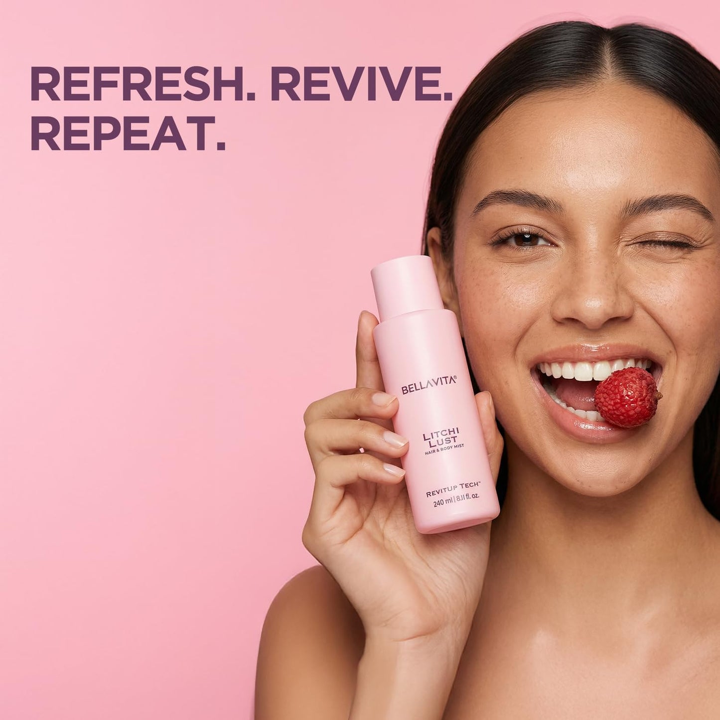 Bellavita Litchi Lust | 2 in 1 Hair and Body Mist | 240ml | Long Lasting Premium Body Mist for Woman, Girl | Water based formulation