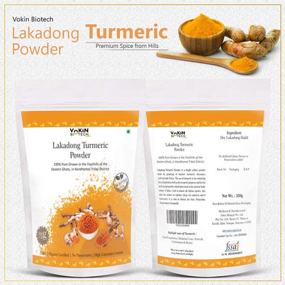 Vokin Biotech Lakadong Turmeric Powder 250gm | High Curcumin Content 7-9% Haldi Powder | Immunity Booster Pack of 1