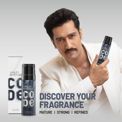 Wild Stone CODE Platinum Body Perfume for Men, 150ml | No Gas Deodorant | Long Lasting Body Spray