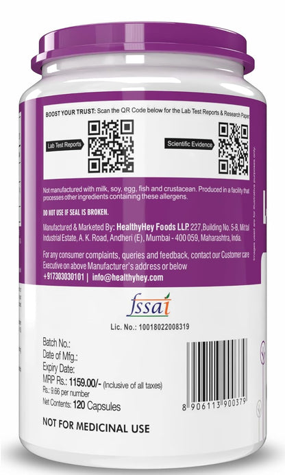HealthyHey L Glutamine Capsules High Strength-120 Capsules