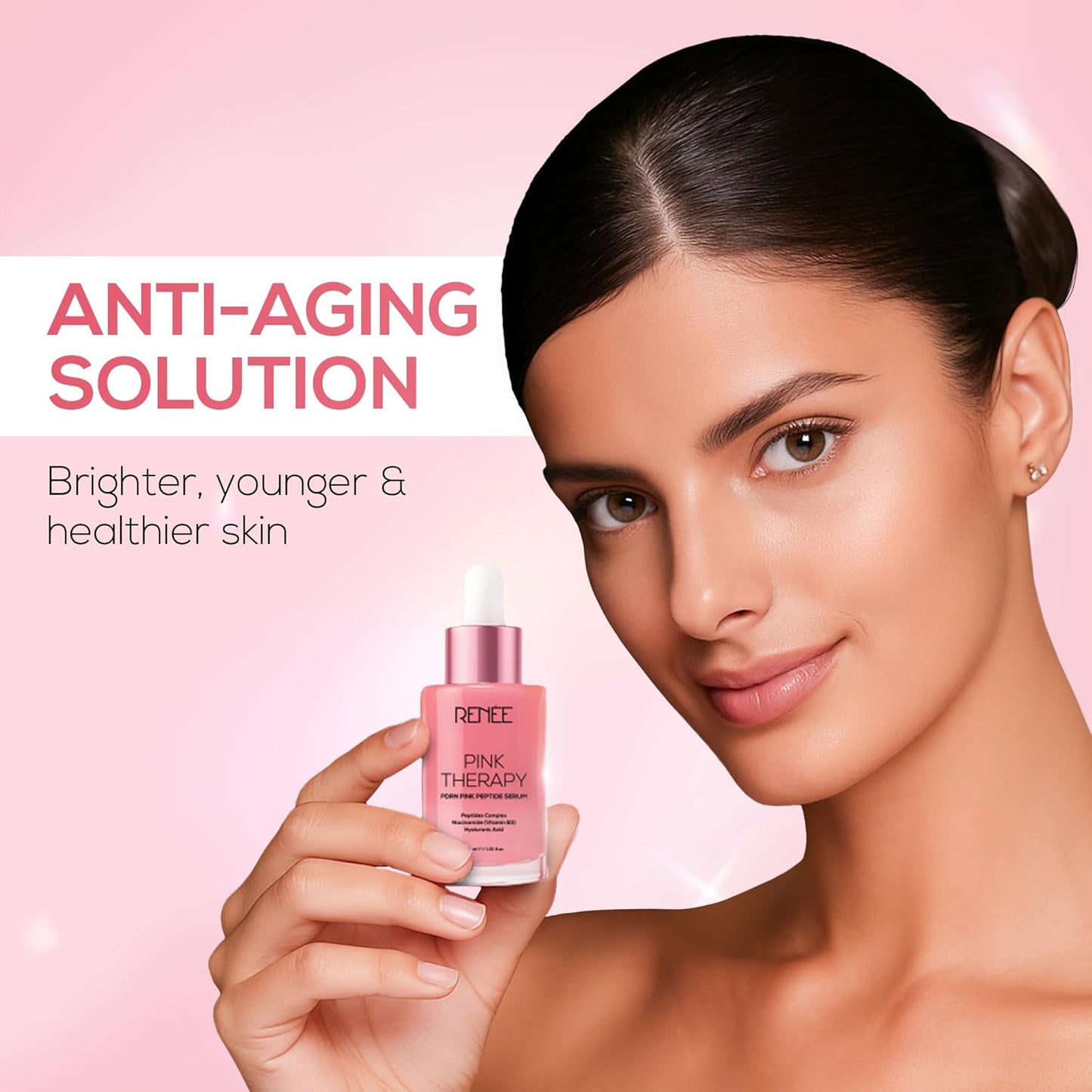 RENEE Pink Therapy PDRN Pink Peptide Face Serum For Glowing, Radiant Skin | Hydrates, Boosts Collagen, Evens Skin Tone | Lightweight, Quick Absorbing | Hyaluronic Acid & Niacinamide Infused | 30 ml
