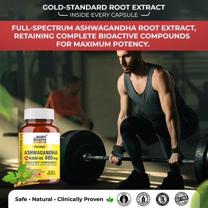 The Body Reserve Ashwagandha KSM66-30 Capsules Ashwagandha KSM 66 for men & Women Supports Stress Management & Muscle Recovery