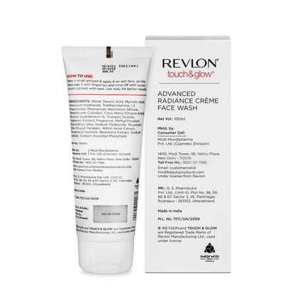 Revlon Touch & Glow Advanced Radiance CrÃ¨me Face Wash (100 gm)- (Enriched with Vitamins E, C & B5 that moisturize the skin)