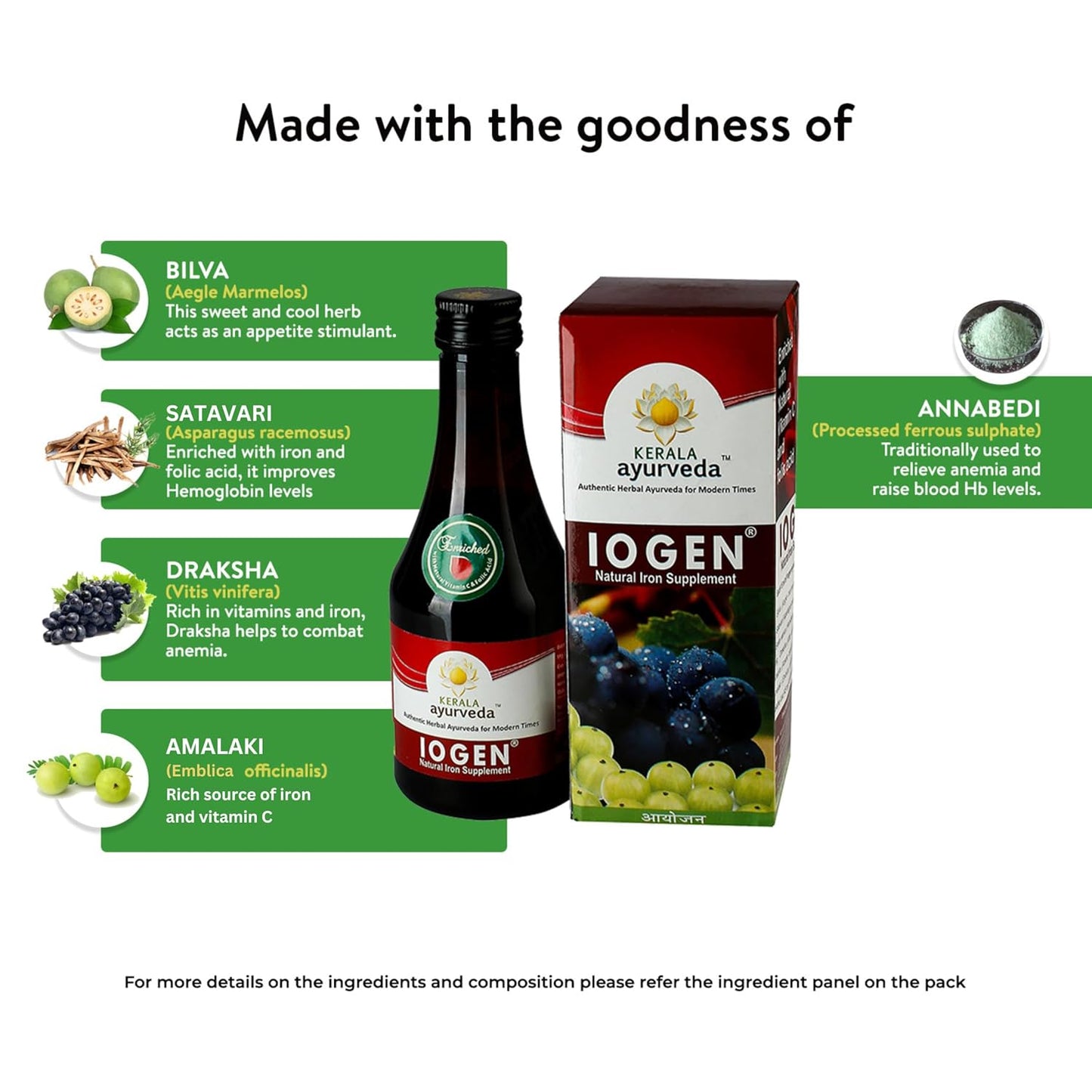 Kerala Ayurveda Iogen Syrup 200ml | Natural Iron Supplement | Ayurvedic Iron Tonic for Anaemia, Hemoglobin Booster, Liver Health Support, Weight Management, Reduces Fatigue & Improves Digestion