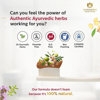 Maharishi Ayurveda Ayurdent Toothpaste, Unique Saliva Balancing Formula, for Toothache, Bleeding Gums, Sensitivity, Cavities, Plaque & Bad breath, Non Foaming, No SLS & Fluoride