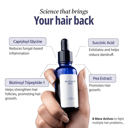 Reginald Men Athena- All in one Hair Growth Serum | Hair Fall Control & Follicle Boost with 12 Actives | Advanced Hair Growth Serum For Scalp | Controls HairFall & Boosts New Hair Growth | For Men | 30ml