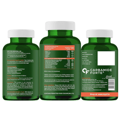 Carbamide Forte Calcium And Vitamin D3 Tablets | Calcium Tablets For Women & Men | Calcium Magnesium Zinc Supplemen With Vitamin D3 + K2 MK7 To Support Bones, Joints & Immunity - 60 Tablets