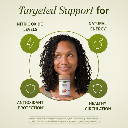 Snap Supplements Heart Health Support Supplement - Botanical Support for Heart Health, Healthy Circulation, and Nitric Oxide Levels, 30-Day Supply, 90 Capsules (Packaging May Vary)