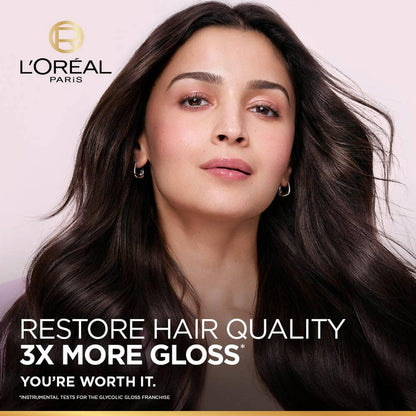 Lâ€™OrÃ©al Paris Glycolic Gloss Shine Boosting Shampoo, powered by 3% Glycolic Acid, for dull hair, restores hair quality for gives 3x more gloss, 800ml