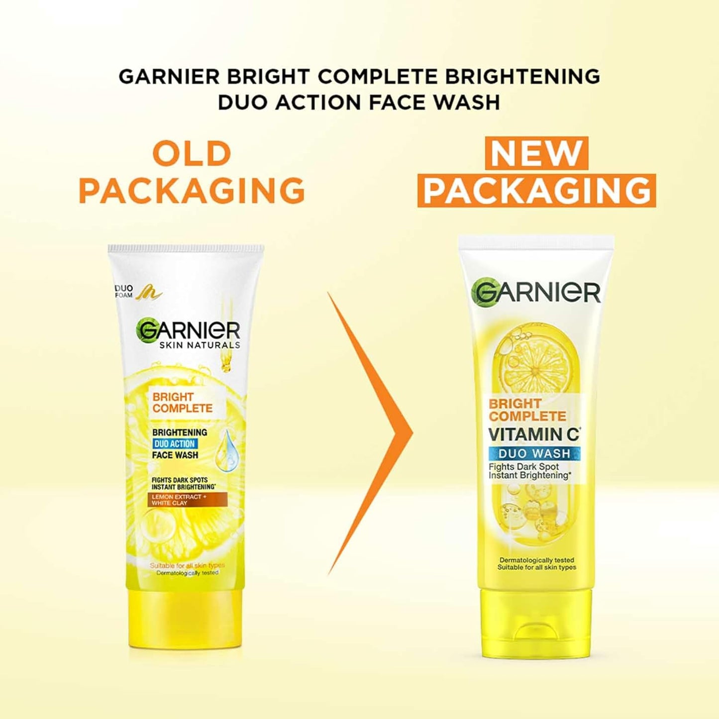 Garnier Bright Complete BRIGHTENING DUO ACTION Face Wash, 100g