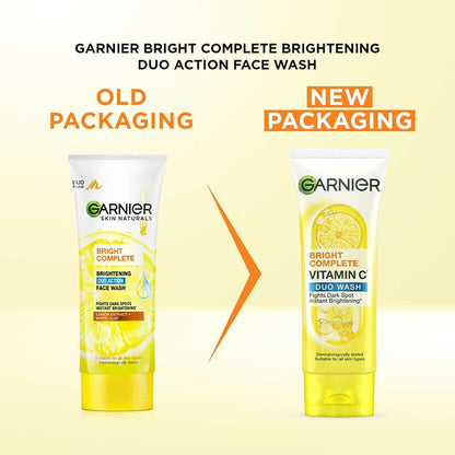 Garnier Bright Complete BRIGHTENING DUO ACTION Face Wash, 100g