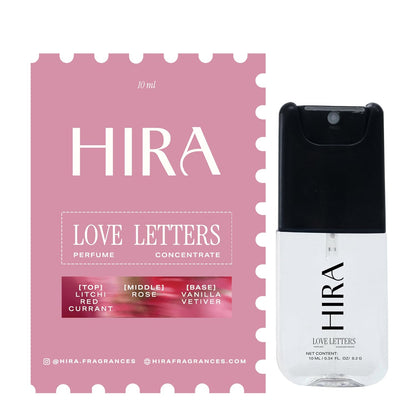 HIRA Love Letters Perfume for Women 10 ml |Warm Vanilla, Fruity & Floral Eau De Parfum for Date Nights & Everyday Wear| 8 Hours Long Lasting Perfume for Woman |Skin Friendly | Gifts for Woman, Mom