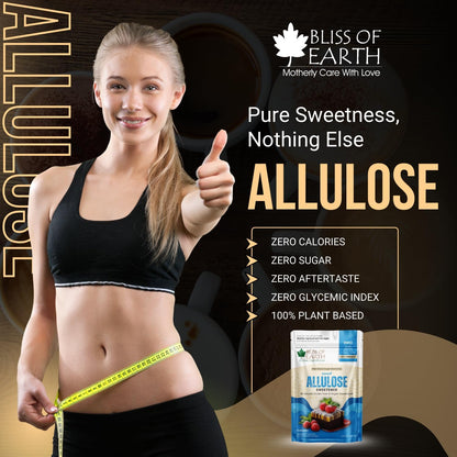 Bliss of Earth Allulose Sweetener 100gm Zero Calorie Keto Sweetener | Natural Sugar Substitute | Zero Glycemic Allulose Powder | Non-GMO, Vegan | Ideal for Baking & Beverages