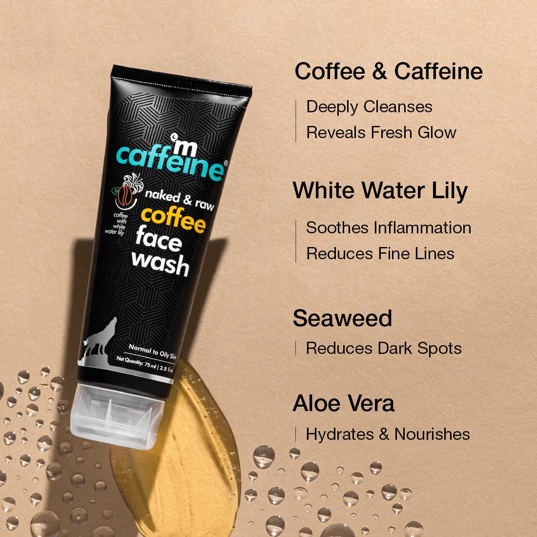 mCaffeine Tan Removal Face Wash for Men & Women | Coffee Face Wash for Oily Skin & Normal Skin | Daily Use Face Cleanser for Hot & Humid Weather - 75ml