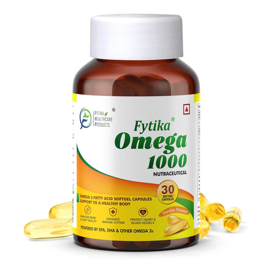 Fytika Omega 1000-30 Softgels (pack of 1) | Fish Oil Omega3 1000 mg| Omega3 fatty acids,EPA & DHA| For Heart, Brain, Joint & Muscle Support| Omega 3 Capsule For Men & Women