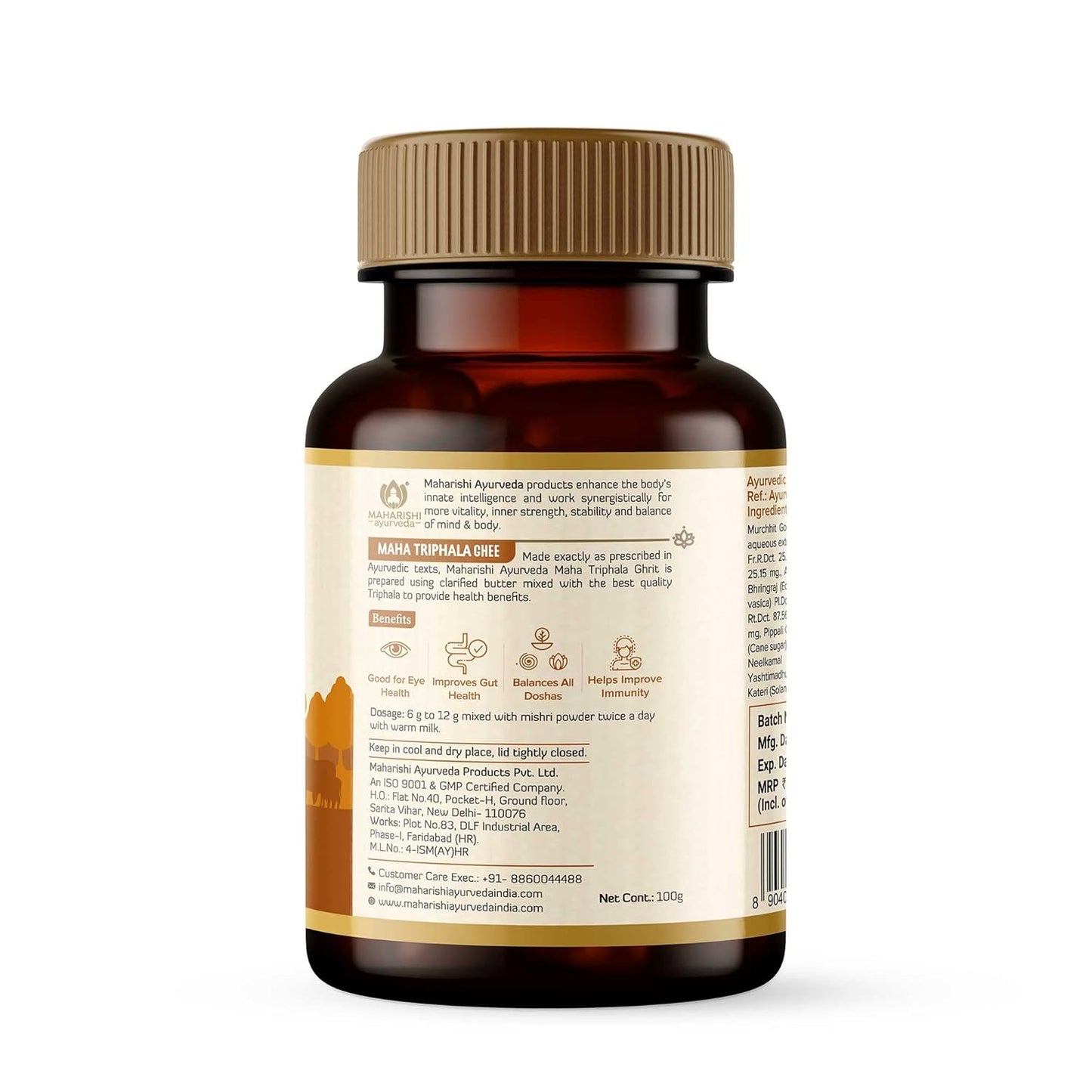 Maharishi Ayurveda Triphala Ghrit | Good for eye health | Improves gut health | Brain-boosting Ghee | Builds immunity | Made with potent herbs | No side effects 100 gms