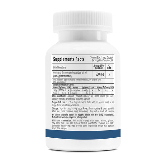 Trexgenics GYMNEMA (Bioactive 75% gymnemic acids) 500mg Sylvestre Glycemic/Sugar, Pancreatic Health Support (60 Vcaps) (1)