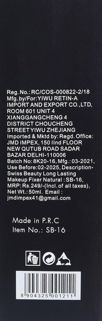 Swiss Beauty Long lasting Misty Finish Professional Makeup Fixer Spray for Face makeup | With Aloe Vera and Vitamin- E | Light weight, quick dry makeup Setting spray |70 ML|