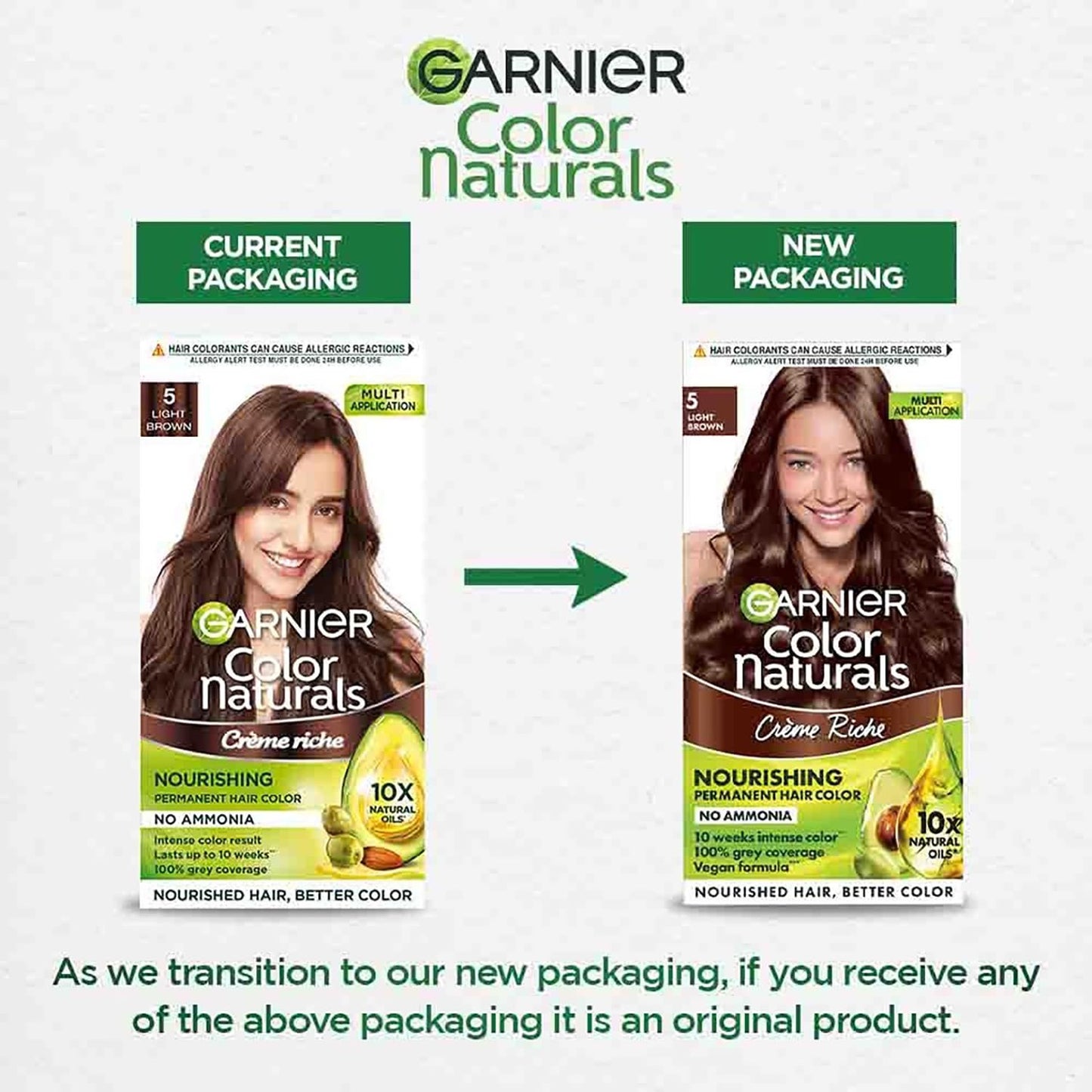 Garnier Color Naturals CrÃ¨me hair color, Shade 5 Light Brown, 70ml + 60g