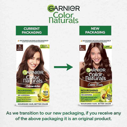 Garnier Color Naturals CrÃ¨me hair color, Shade 5 Light Brown, 70ml + 60g