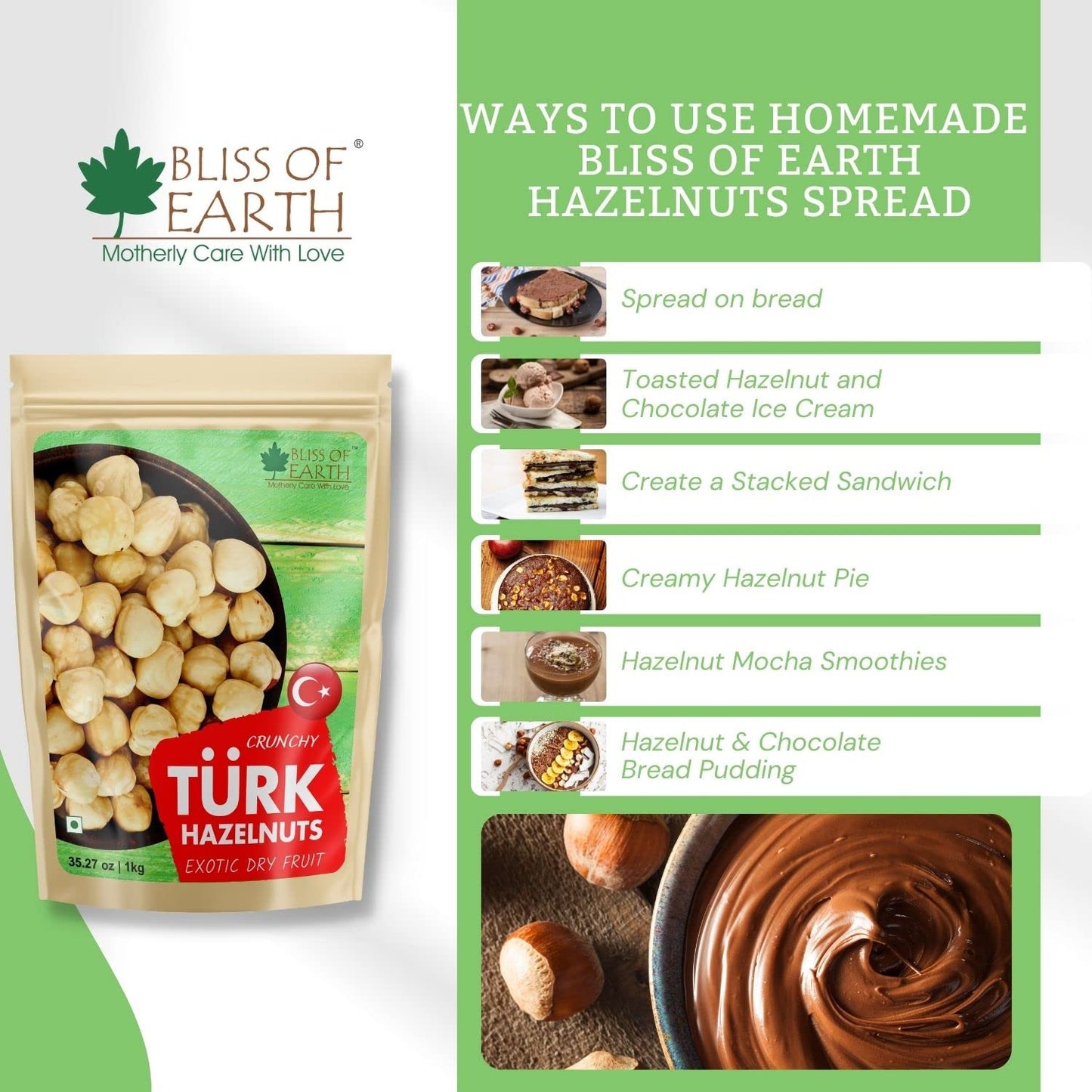 Bliss of Earth 200gm Turkish Hazelnuts, Raw & Dehulled, Healthy & Tasty