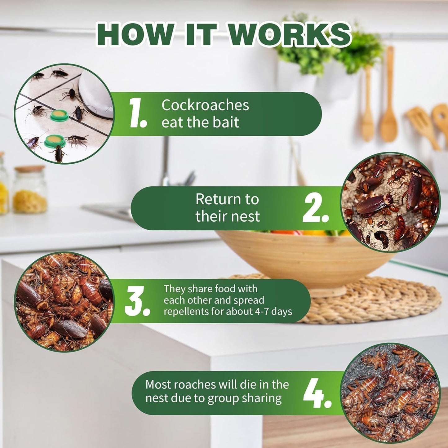 Natural Cockroaches Killer for Kitchens, Bathrooms, Cabinets, cockroachs Killer Gel, Roach Repellent for Cockroaches, for Indoor Cockroach Control, Insect Control