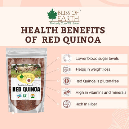 Bliss of Earth Organic Red Quinoa 700gm For Weight Loss, Raw Super food