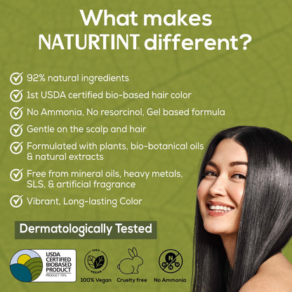 Naturtint Permanent Hair Colour Gel Natural Dark Brown 4N|For Optimal Scalp Care| Upto 100% Grey Coverage | Long Lasting Hair Colour | Ammonia Free Vegan| No Parabens| Enriched with Olives & Organic Shea Butter
