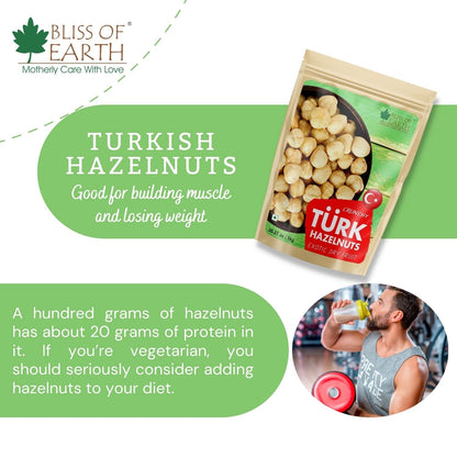 Bliss of Earth 200gm Turkish Hazelnuts, Raw & Dehulled, Healthy & Tasty