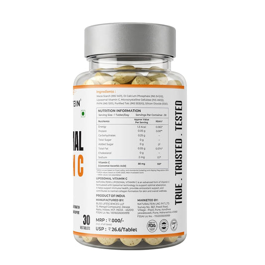 Naturaltein Liposomal Vitamin C | 5X Enhanced Absorption | Antioxidant Supporting Immune Function, Skin Repair, Collagen Synthesis & Oxidative Stress Defense | 30 Capsules