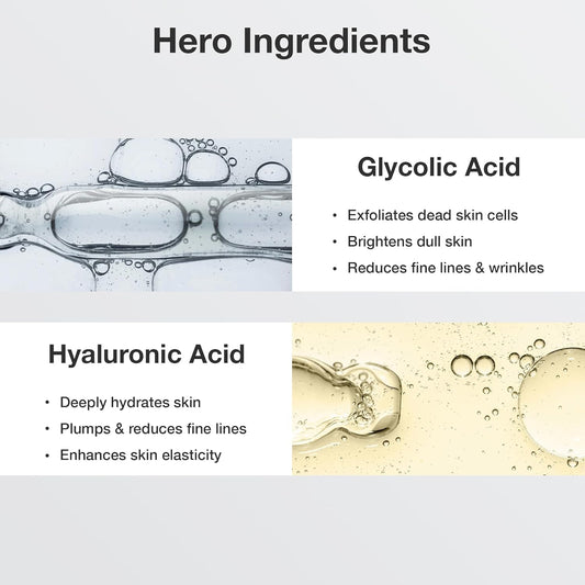 Cos-IQ 10% Glycolic Acid Brightening Face Wash for Glowing Skin | AHA Exfoliating Face Cleanser with Hyaluronic Acid for Hydration | Sulphate-Free & Fragrance-Free | For Men & Women | 100 ml