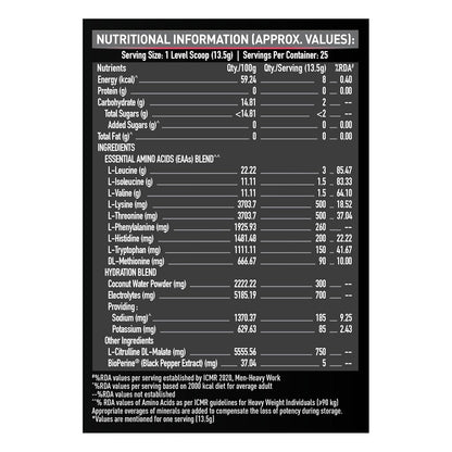 MuscleBlaze EAA 8000 Powder (Razz Lemonade, 340g, 25 Servings) | 8000mg EAAs Blend, 1000mg Hydration Blend | 750mg L-Citrulline