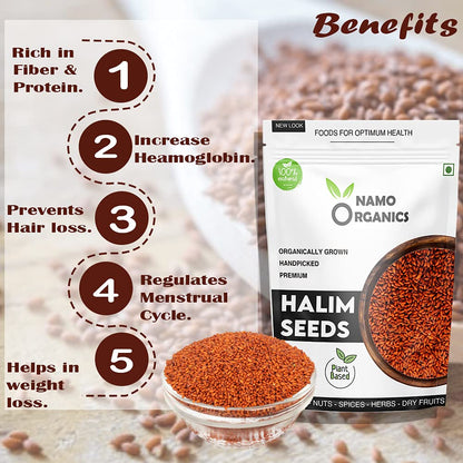 Namo Organics - Halim Seeds 800g - Aliv Seeds | Rich in Fibre and Omega -3 | Haleem Seeds | Halim Seeds for Eating | Immunity Booster Superfood