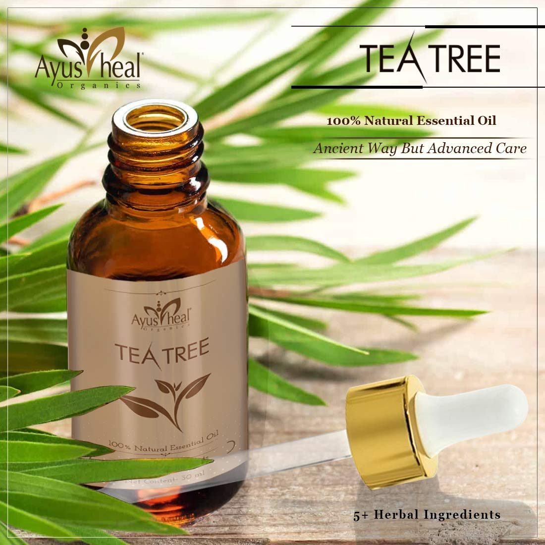 Tea Tree Essential Oil for Healthy Skin, Face, and Hair 100% Organic Remedy for Dandruff, Acne, Stress, Pure & Natural 30 ML (Tea Tree)